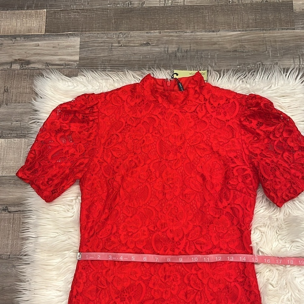 NWT Alexia Admor ‘Elly’ lace overlay high neck sheath dress M - Picture 10 of 12